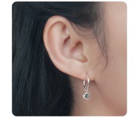 Grey Quartz Natural Stone Silver Hoop Earring HO-2476